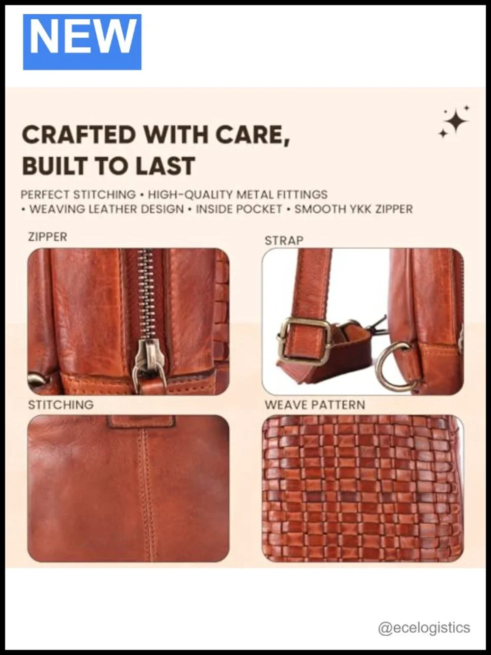 Genuine Leather Unisex Travel Sling Crossbody Bag